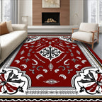 Crimson Intricate Floral Symmetry Rug