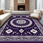 Deep Plum Sunburst Mandala Accent Rug
