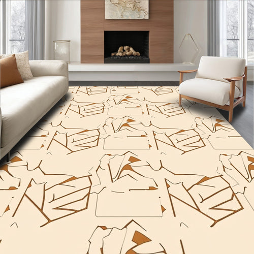 Abstract Brown Jagged Shapes Rug