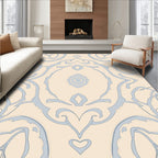 Subtle Sky Blue Arabesque Scroll Rug