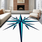Aqua Teal Starburst Compass Rose Rug