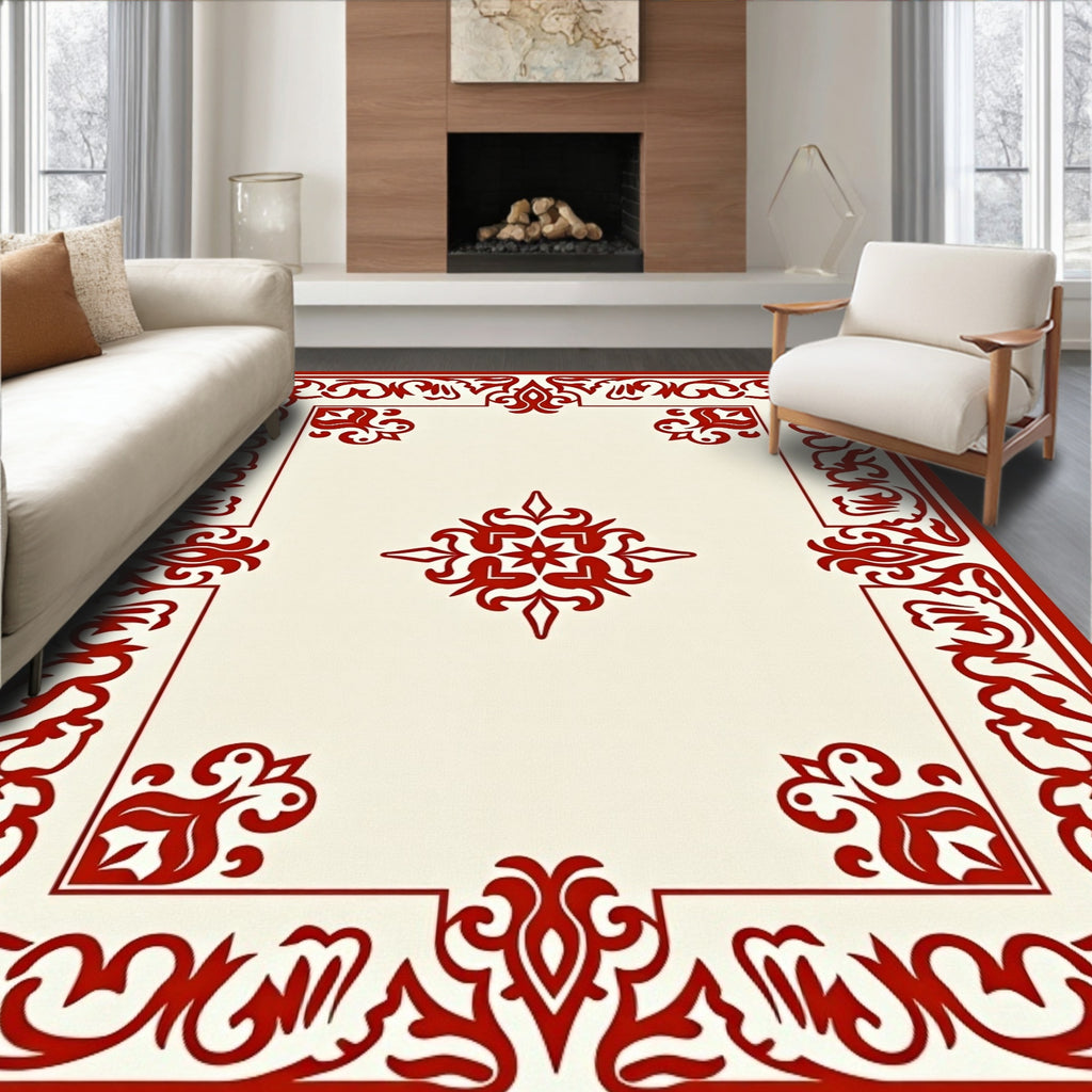 Crimson Elaborate Corner Medallion Rug