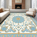 Ornate Sky Blue Medallion Garden Rug