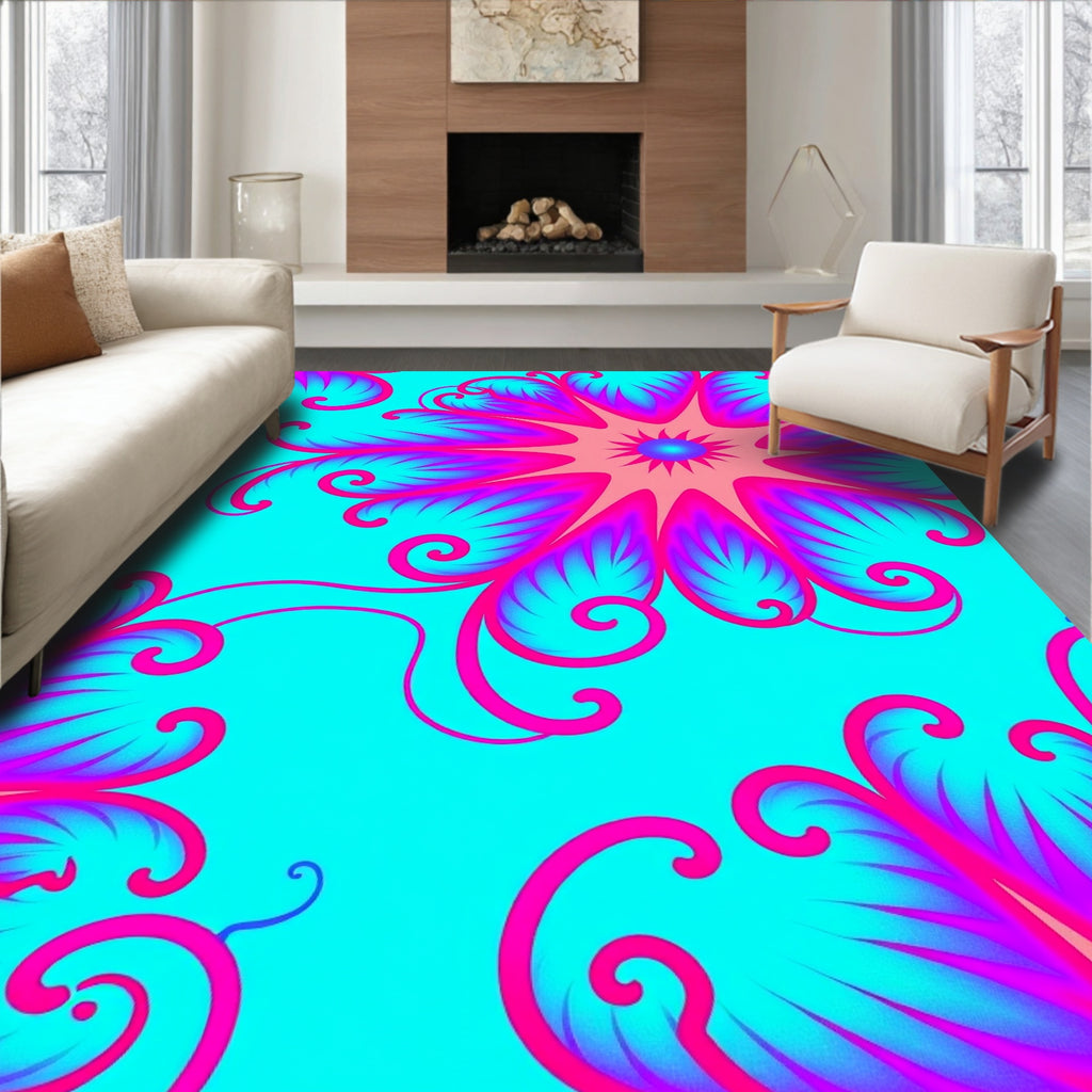 Vibrant Magenta Floral Swoop Rug