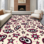 Whimsical Pink and Cream Cartoon Eyes Rug