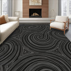 Monochrome Swirl Triangles Abstract Rug