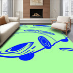 Bright Blue Abstract Car Lines Rug