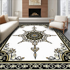 Ornate Black and Gold Starburst Frame Rug