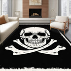 Black White Skull Crossbones Emblem Rug