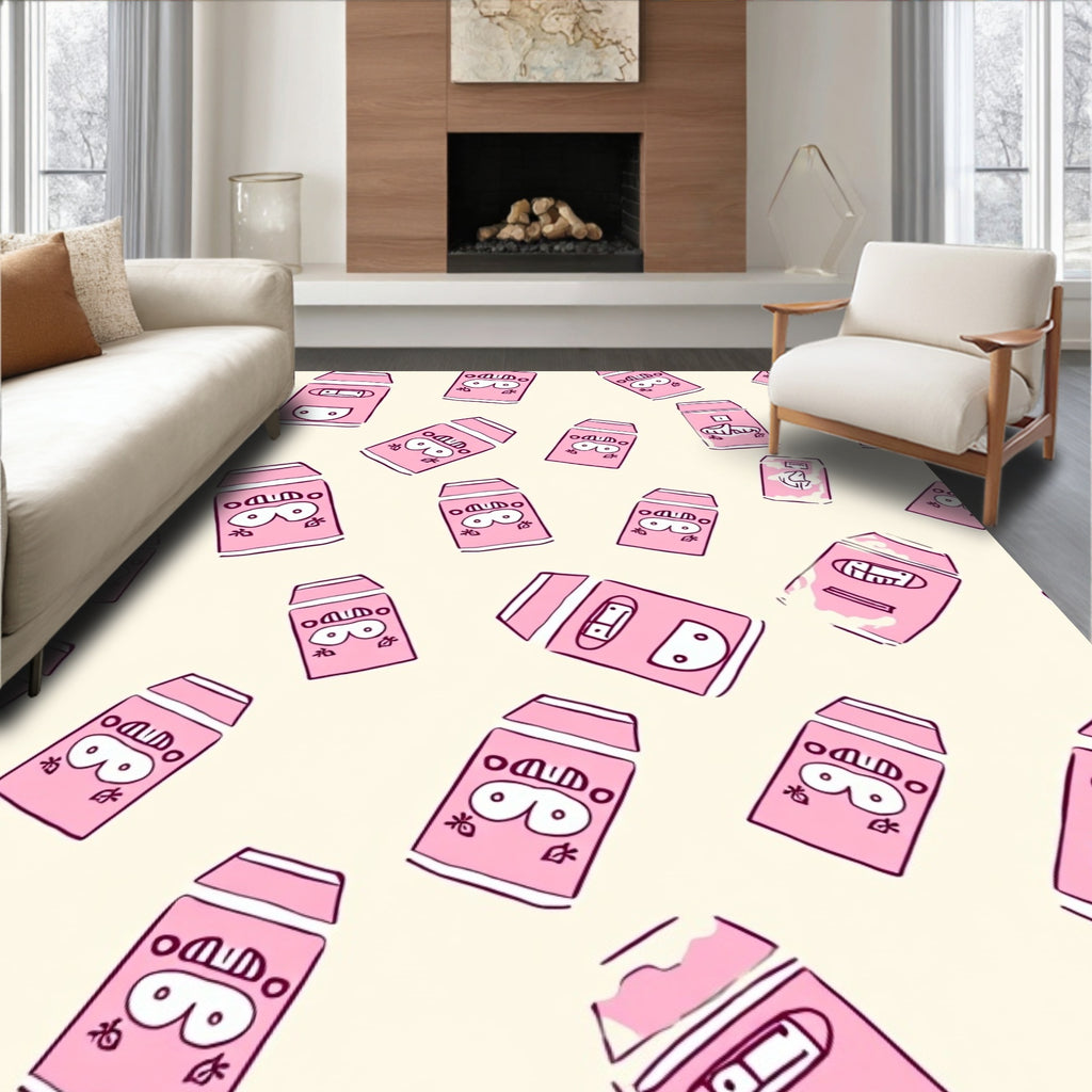 Pink Cartoonish Rectangles Scattered Rug