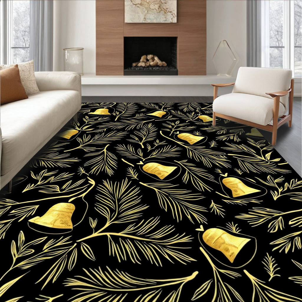 Golden Christmas Bell Sprig Rug