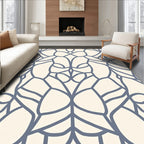 Navy Blue Overlay Art Deco Lines Rug
