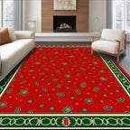 Crimson Leaf and Star Border Rug