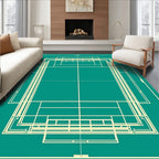 Teal Cream Geometric Layered Structure Rug