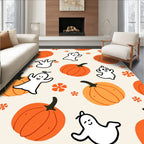 Spooky Orange Pumpkin Ghost Accents Rug