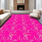 Hot Pink Abstract Figure Line Art Rug