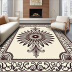 Ornate Dark Floral Sunburst Frame Rug
