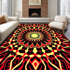 Crimson Yellow Mandala Sunburst Rug