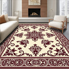Deep Wine Floral Medallion Traditional Rug