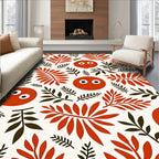 Whimsical Orange Character Leafy Garland Rug