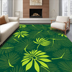 Lush Green Tropical Leaf Medley Rug