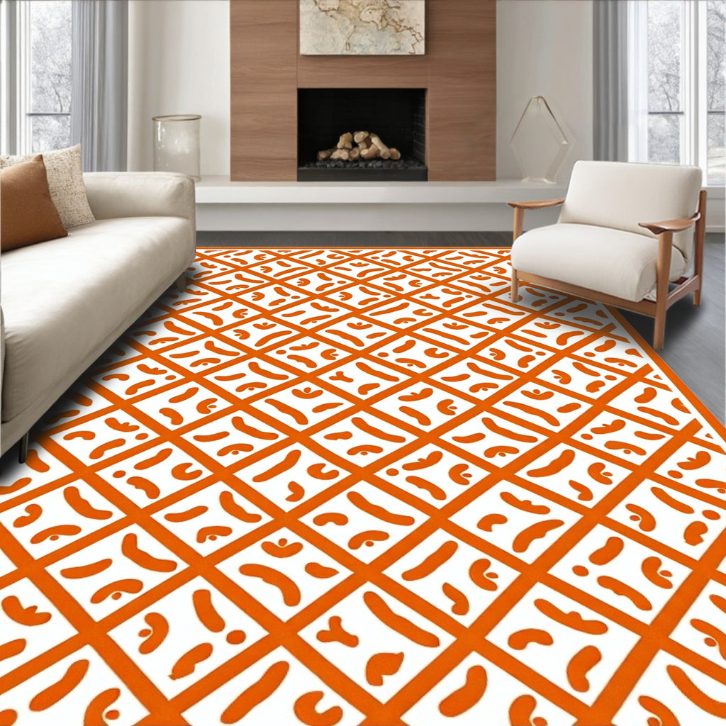 Orange Diamond Lattice Organic Shapes Rug