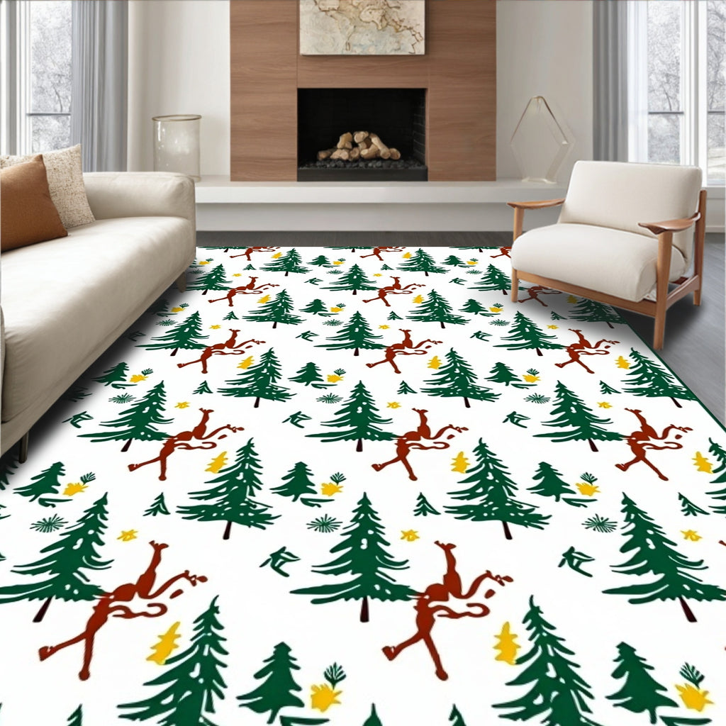 Green Forest Red Dancer Yellow Stars Rug