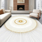 Golden Sunburst Concentric Circles Rug