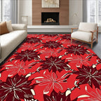 Bold Red Floral Branch Arrangement Rug