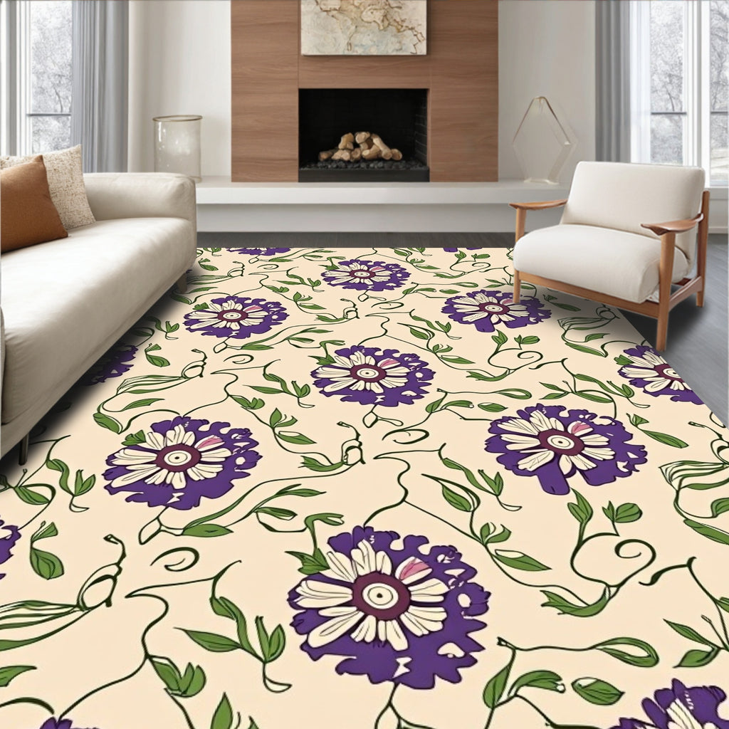 Purple Floral Vine Meadow Rug