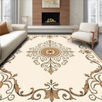 Ornate Golden Floral Medallion Rug