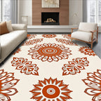 Terracotta Sunburst Floral Medallion Rug