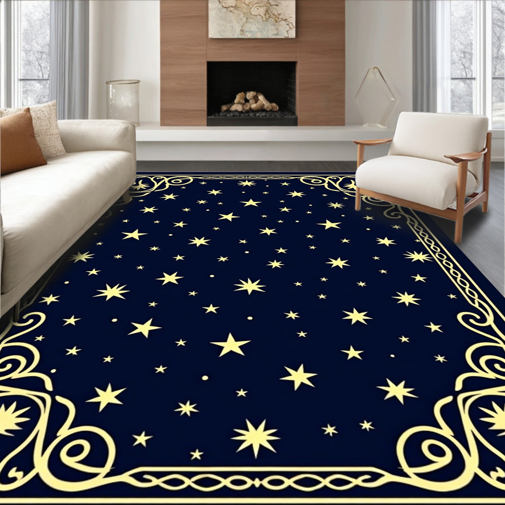 Cosmic Starry Night Celestial Border Rug