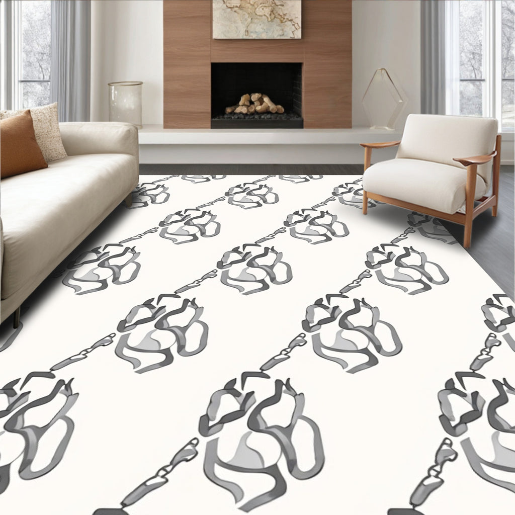 Monochromatic Abstract Floral Chain Rug