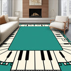 Ivory Black Keyboard Border Rug