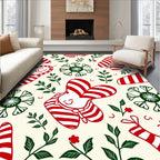 Whimsical Red Candy Cane Characters Garden Rug