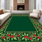 Emerald Holly Berry Garland Border Rug
