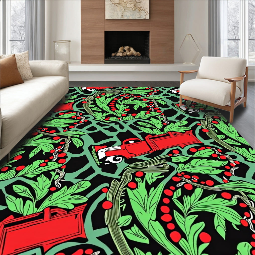 Red Truck Holly Berry Garden Rug