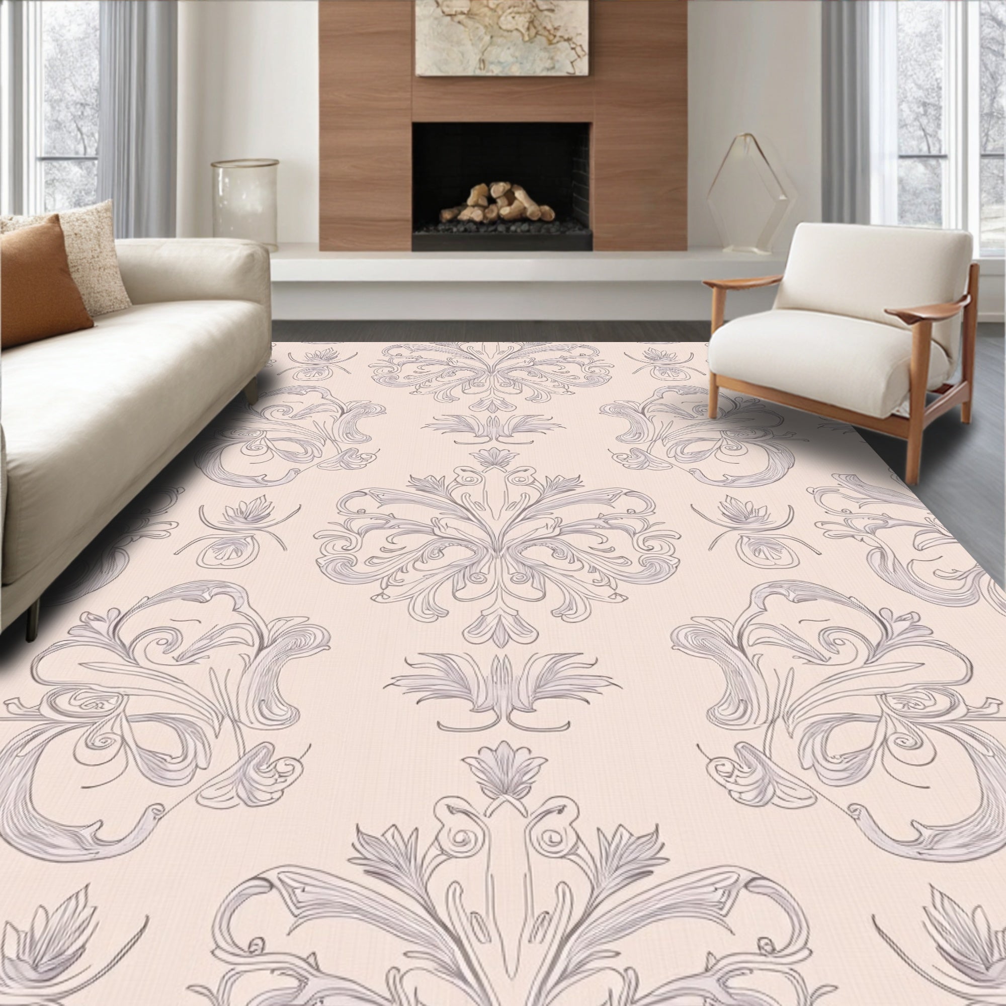 Soft Blossom Acanthus Scroll Rug