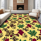 Yellow Floral Leaf Medallion Rug