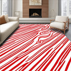 Crimson Red Wood Grain Swirl Rug