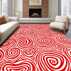 Crimson Swirl Abstract Spirals Rug