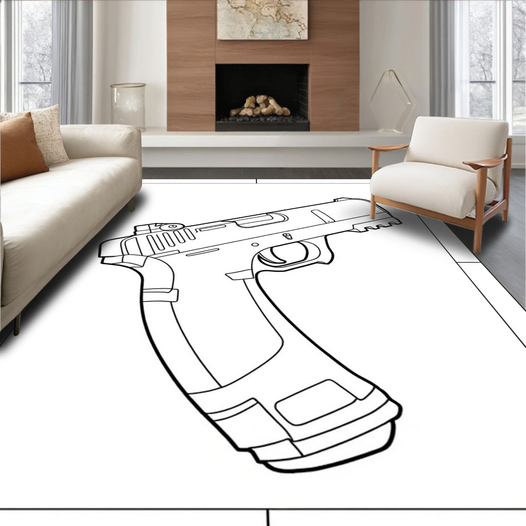 Bold modern pistol outline Rug