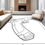 Bold modern pistol outline Rug