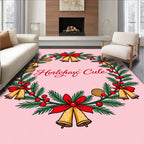 Christmas Wreath Bells Berries Garland Rug