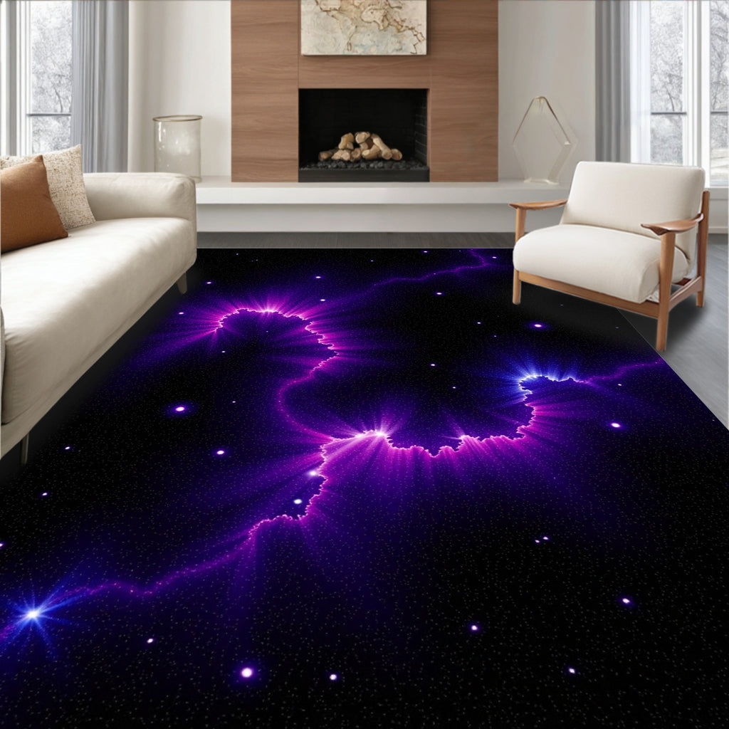 Cosmic Purple Nebula Starry Rug
