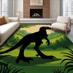 Prehistoric Black Dinosaur Forest Rug