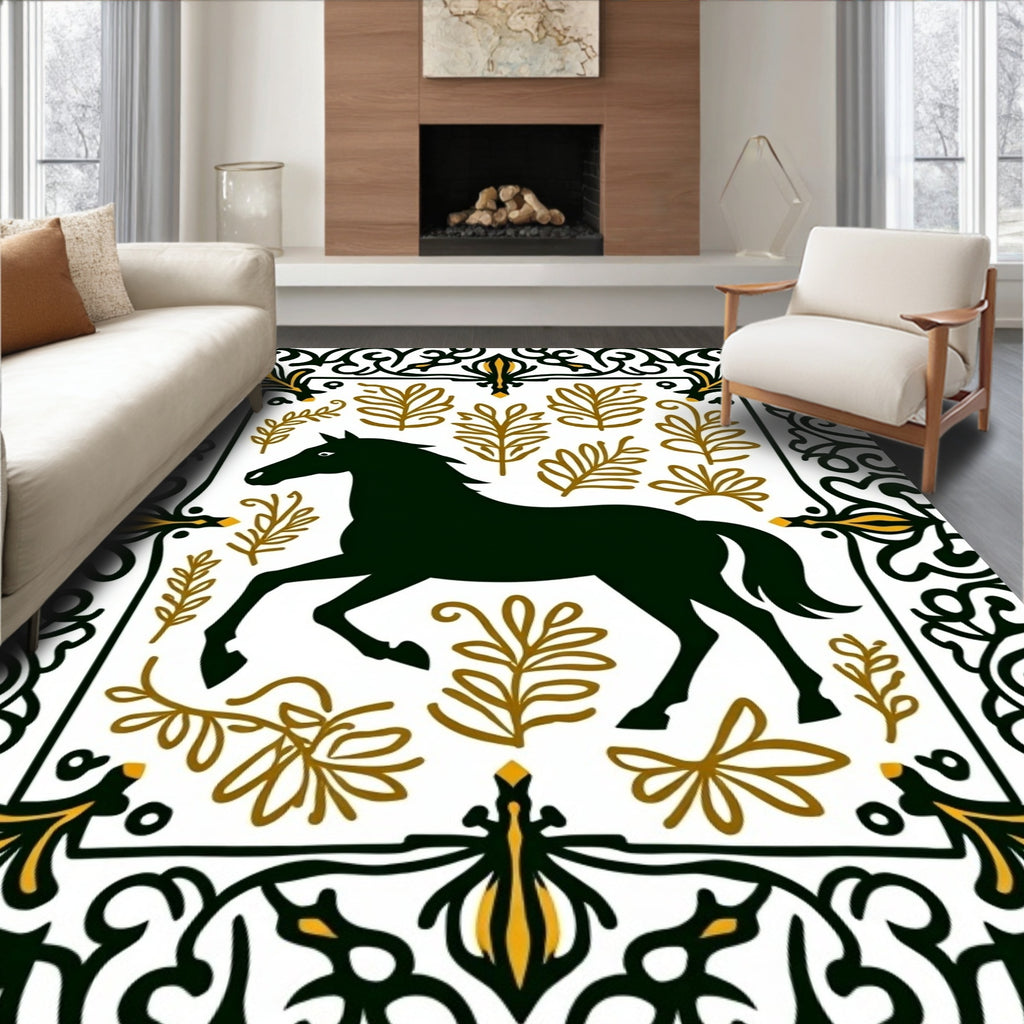 Dark Horse Golden Leaf Border Rug