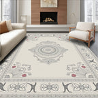 Cream and Gray Floral Medallion Rug