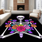 Vibrant Skeleton Multicolor Rose Arrangement Rug